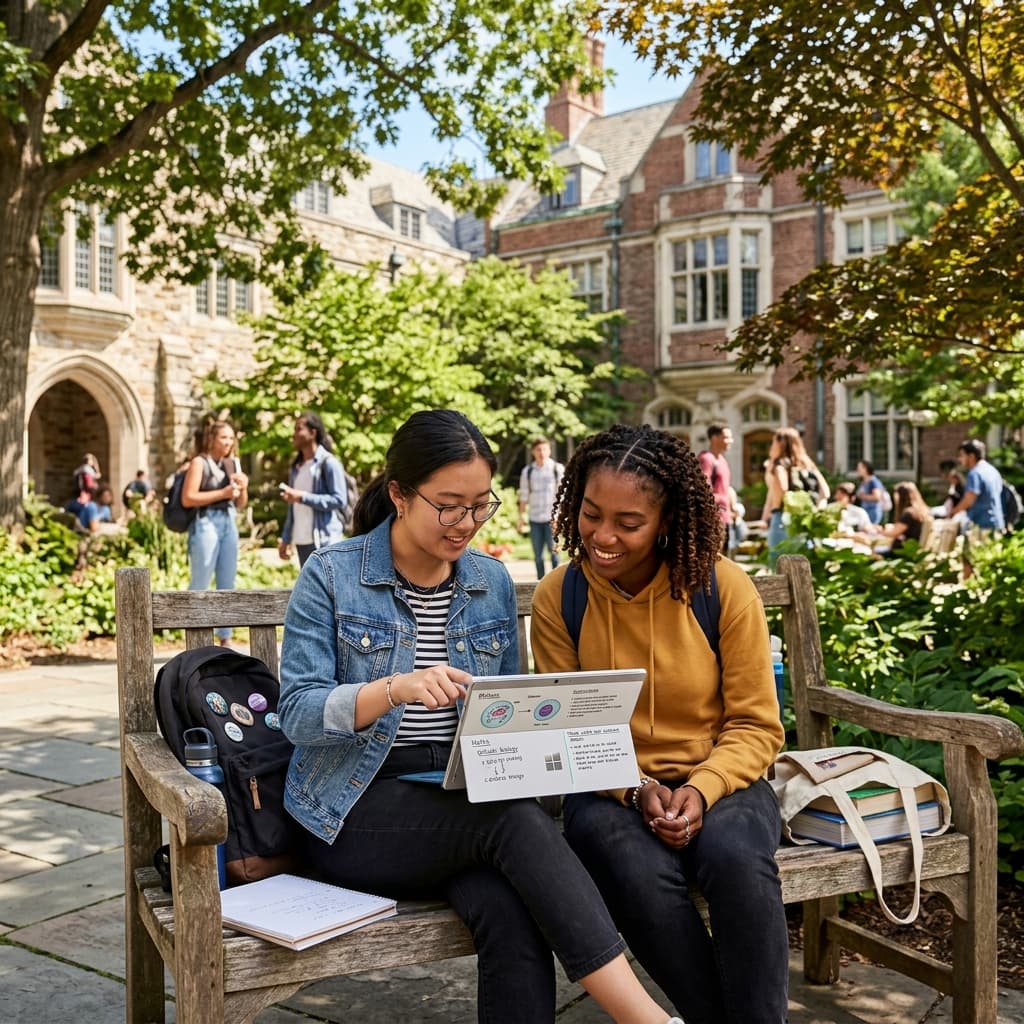 Students reviewing material